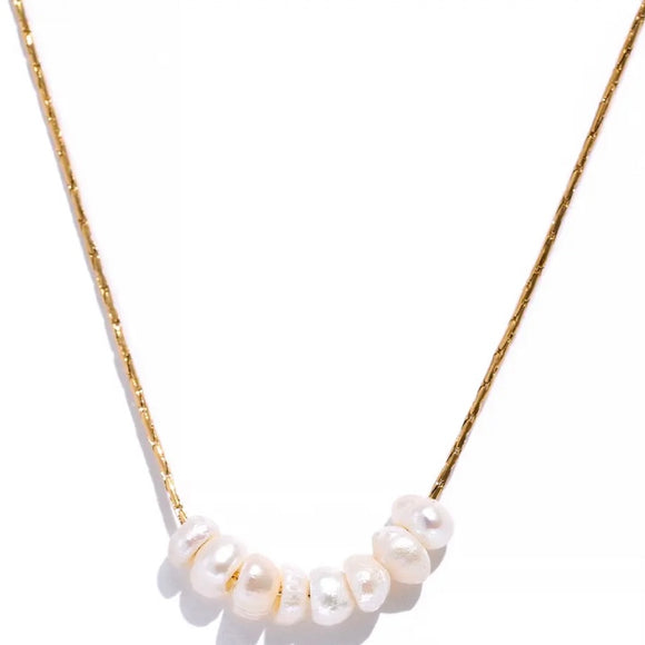 Colgante Dorado Mini Perlas Naturales