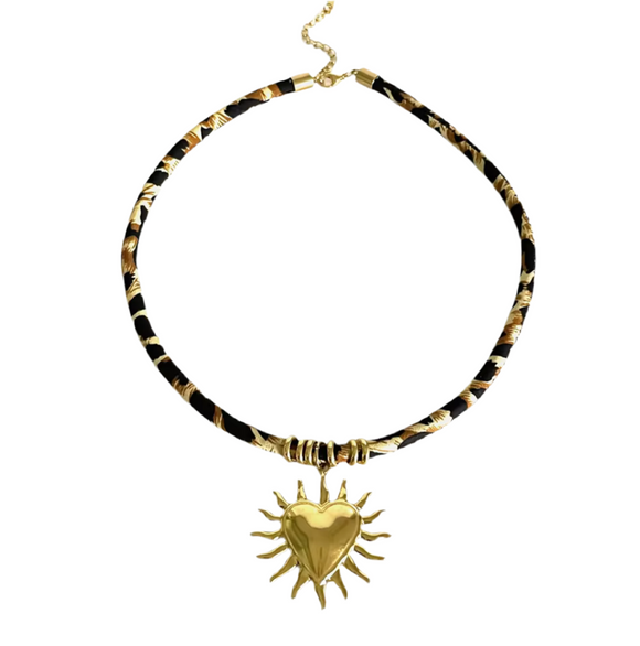 Collar Cordon Print Corazón oro