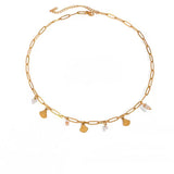 Collar mini charms conchas y perlas oro