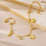 Tobillera/pulsera Charms marinos brillos oro