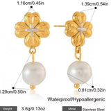 Pendiente Flor Perla oro