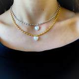 Collar Corazón Perla Plata