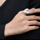 Anillo Corazón Arrugado Plata