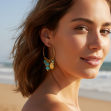 Pendientes Concha Turquesa oro