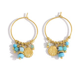 Pendientes Concha Turquesa oro