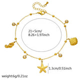Tobillera/pulsera Charms marinos brillos oro