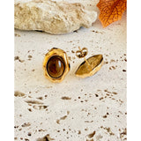 Pendiente Vintage ojo de tigre oro