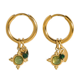 Aros charms piedras verdes