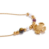 Collar Flor ojo de tigre oro