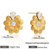 Pendiente Flor Brillo oro