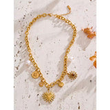 Collar charms Corazón Sol oro