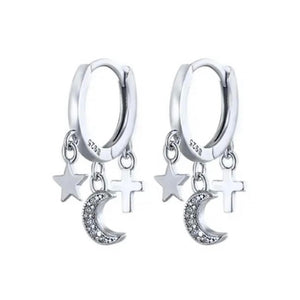 Pendientes Lunas Brillos Plata