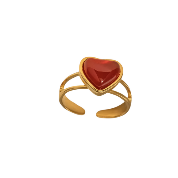 Anillo Corazón Rojo Oro