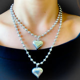 Collar Corazón Bolas Plata Mate