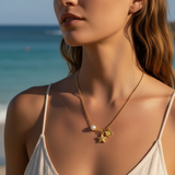 Collar mini estrella cangrejo perla oro