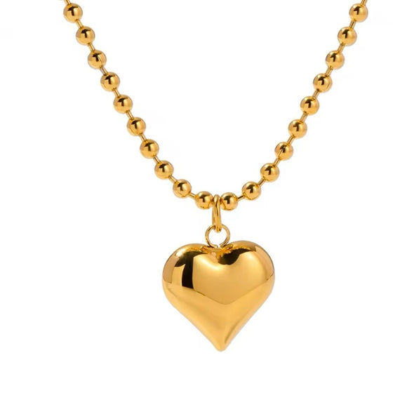 Collar Corazón Bolas Oro Mate