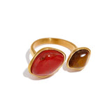 Anillo Bicolor Ambar Rojo-Marron oro