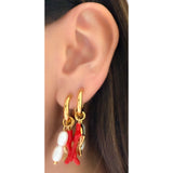 Pendientes Charms Coral Pez oro