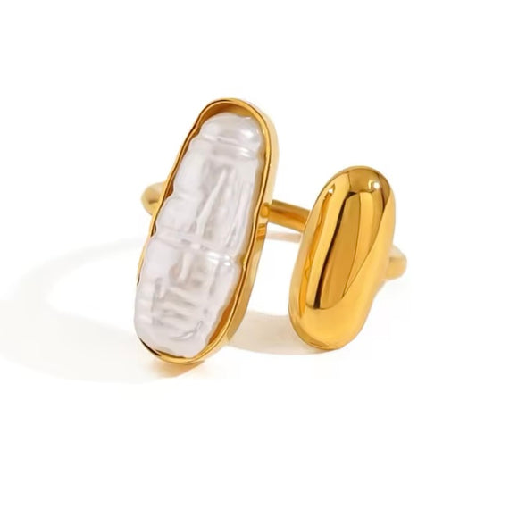 Anillo Maxi Perla Irregular oro