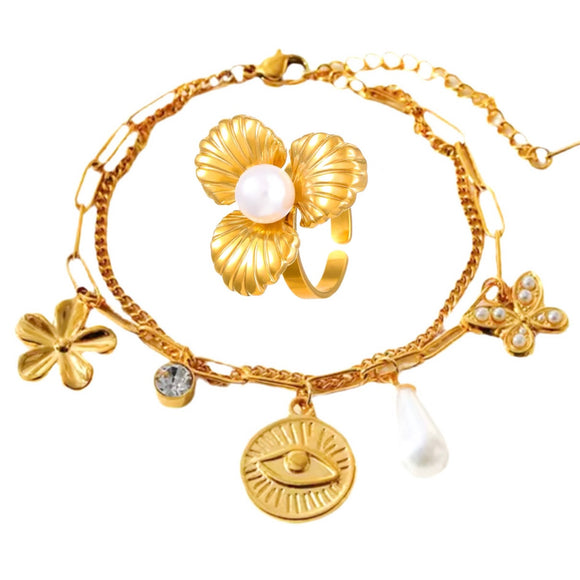 Pack Pulsera Flor Charms