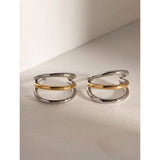 Pendiente triple bicolor