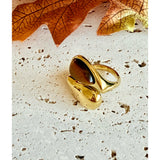 Anillo ojo de tigre gota oro
