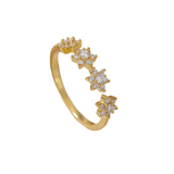 Anillo Mini Flores Brillo Oro