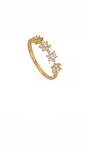 Anillo Mini Flores Brillo Oro