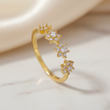 Anillo Mini Flores Brillo Oro