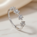 Anillo Mini Flores Brillo Plata