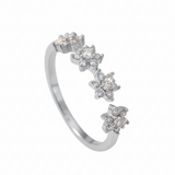 Anillo Mini Flores Brillo Plata