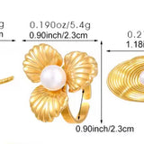 Anillo Flor perla oro