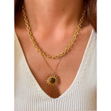 Collar doble sol ojo de tigre oro