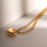 Collar Corazón Bolas Oro Mate