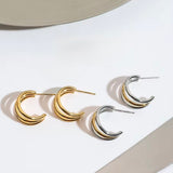 Pendiente triple bicolor