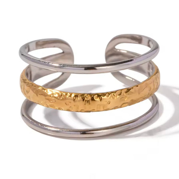 Anillo triple bicolor