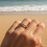 Anillo mini conchas oro