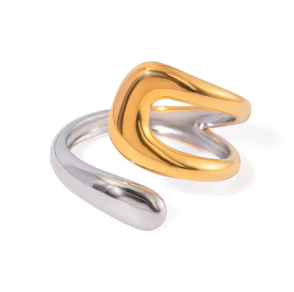 Anillo irregular bicolor