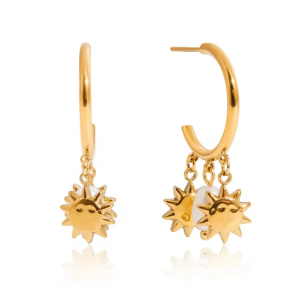 Pendientes Soles Perla oro