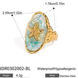 Anillo Estrella de Mar Transparente Agua Marina oro