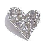 Broche Corazón Arrugado Plata