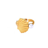 Anillo concha perla oro