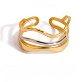 Anillo triple irregular bicolor