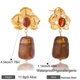 Pendiente Flor Ambar oro
