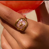 Anillo Estrella de Mar Rosa Transparente oro
