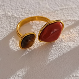 Anillo Bicolor Ambar Rojo-Marron oro