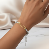 Pulsera gruesa gancho bicolor