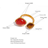 Anillo Bicolor Ambar Rojo-Marron oro