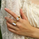 Anillo Maxi Perla Irregular oro