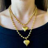 Collar Corazón Bolas Oro Mate